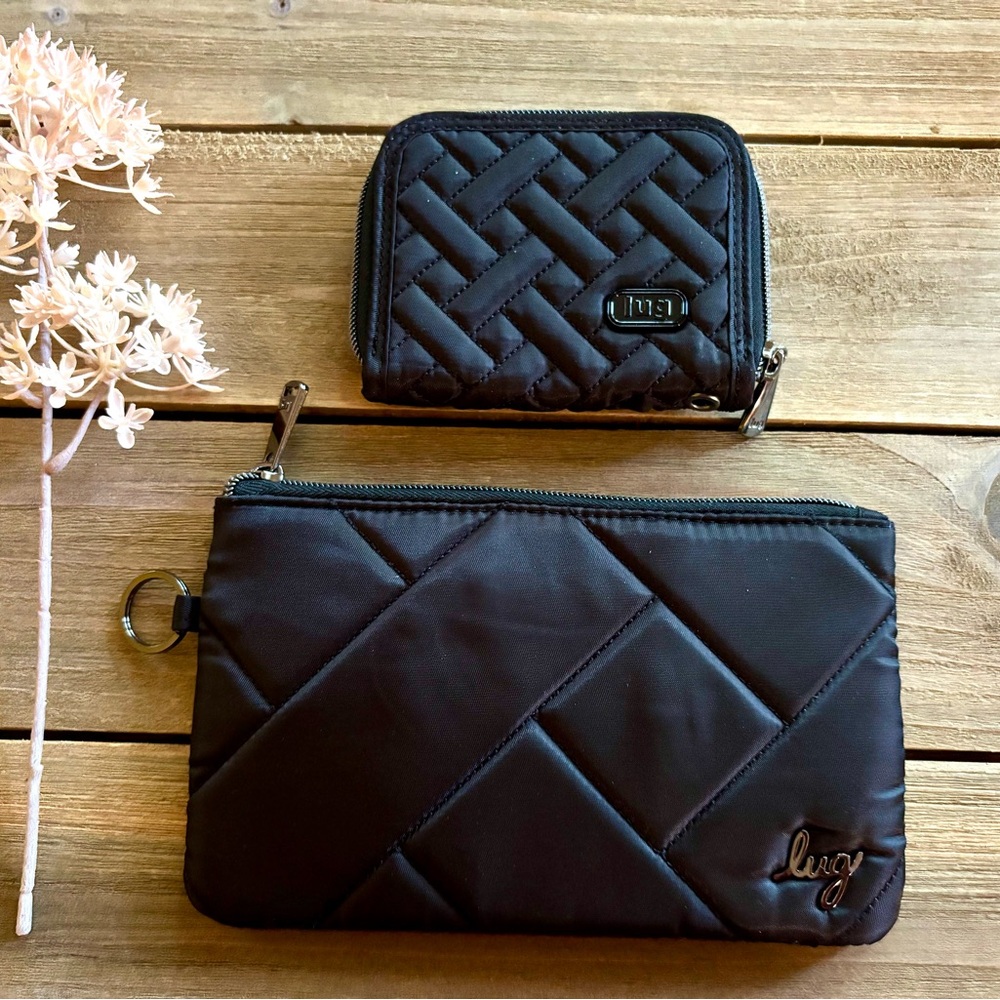 Lug Quilted Black Wallet and Pouch Duo